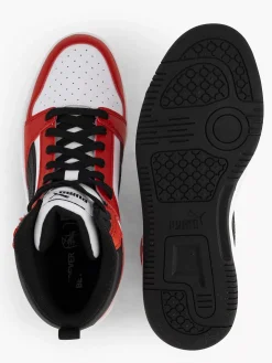 Puma Witte Rebound V6 Mid Jr-Kinderen Jongensschoenen