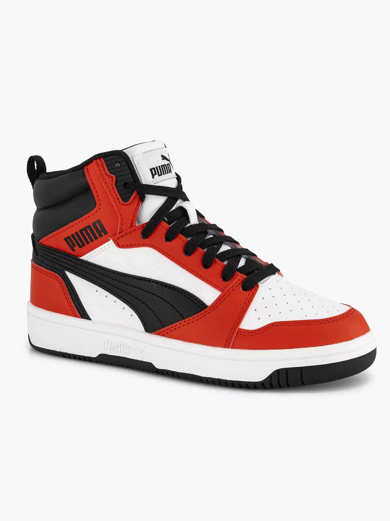 Puma Witte Rebound V6 Mid Jr-Kinderen Jongensschoenen