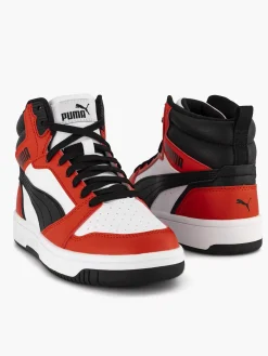 Puma Witte Rebound V6 Mid Jr-Kinderen Jongensschoenen