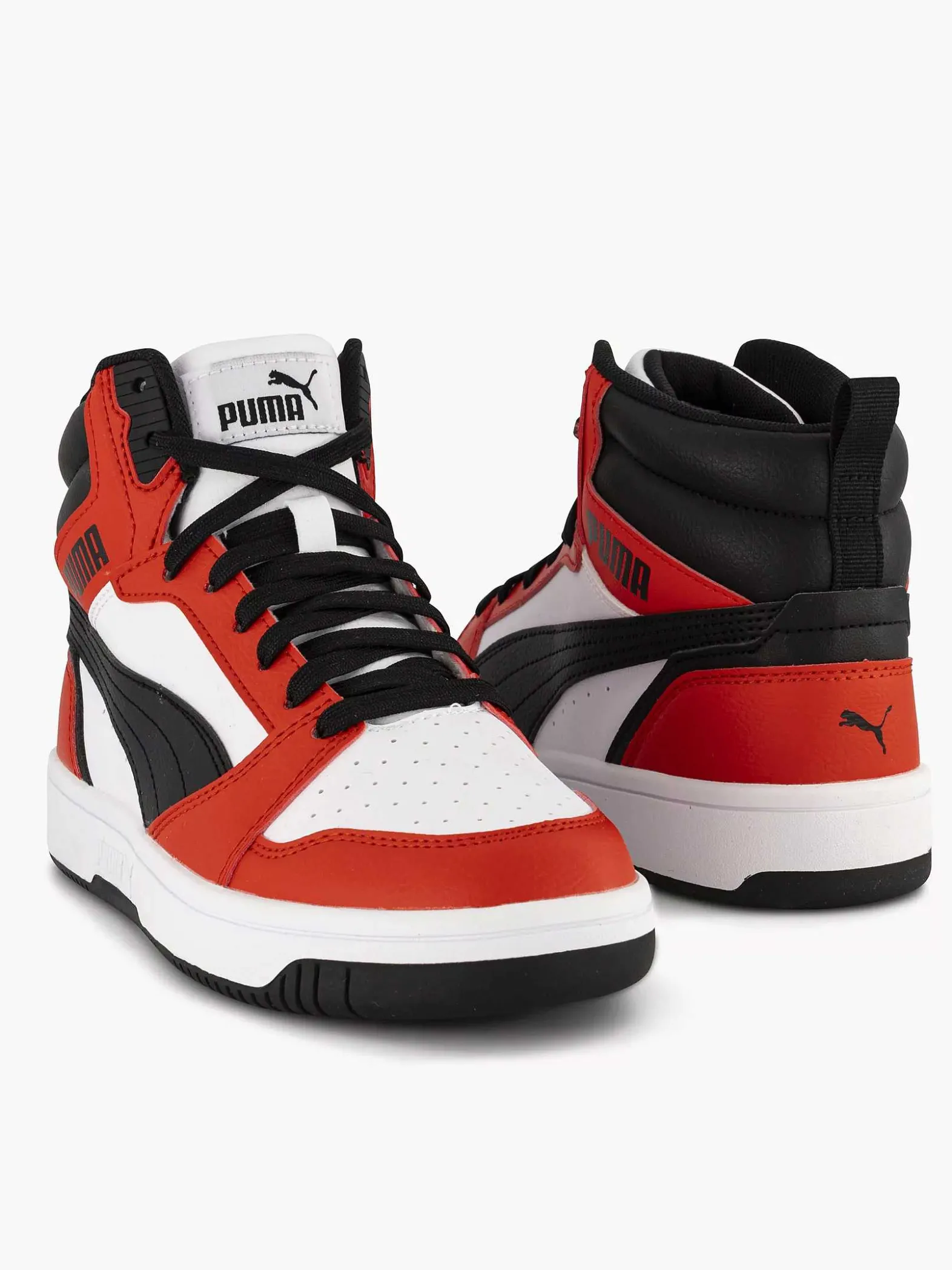 Puma Witte Rebound V6 Mid Jr-Kinderen Jongensschoenen