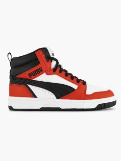 Puma Witte Rebound V6 Mid Jr-Kinderen Jongensschoenen