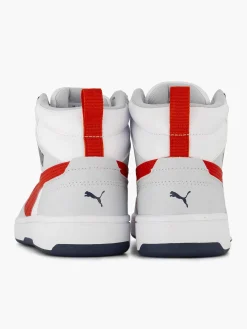 Puma Witte Rebound V6 Mid Jr-Kinderen Jongensschoenen