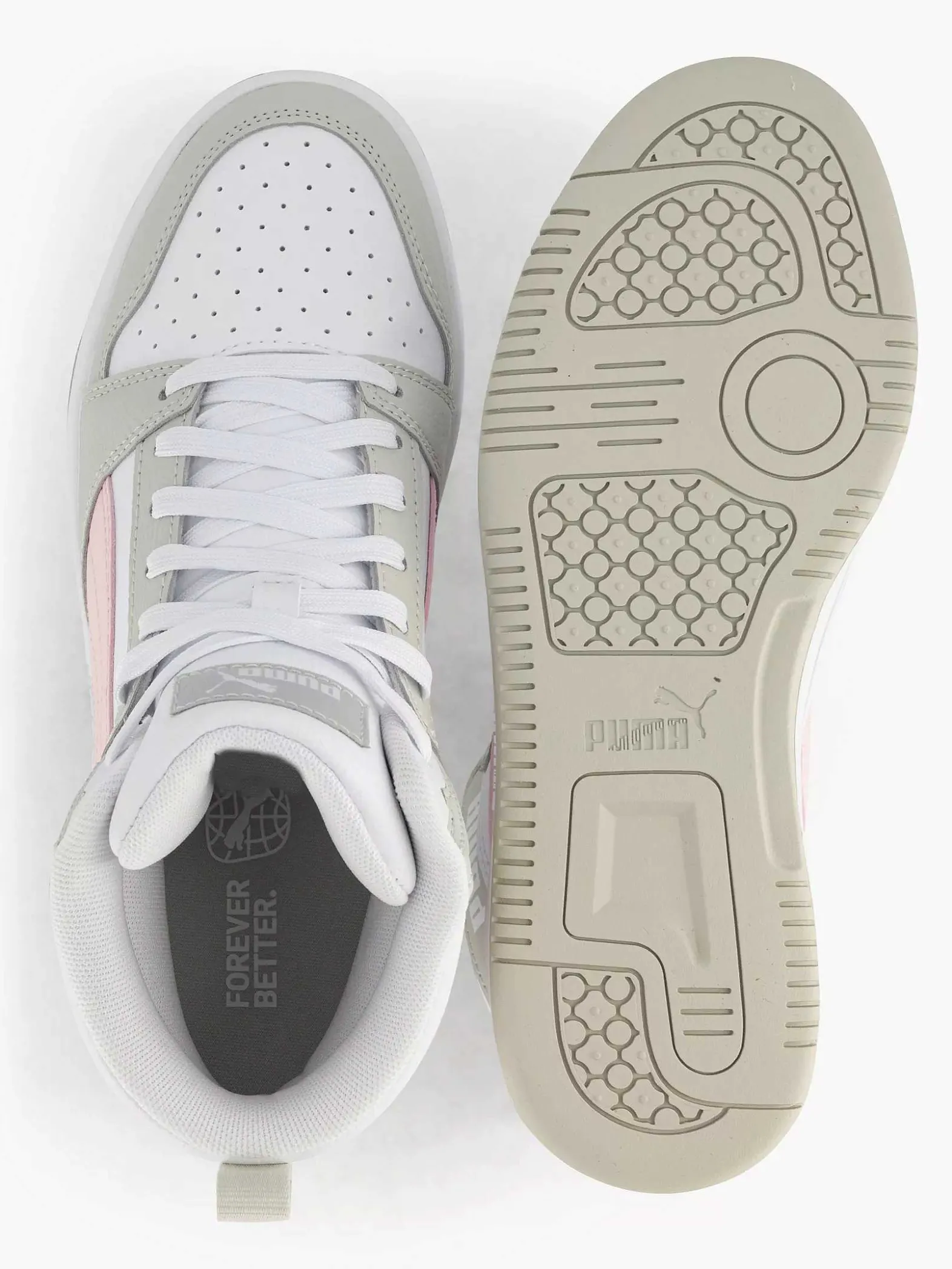 Puma Witte Rebound V6 Mid Jr-Dames Sneakers