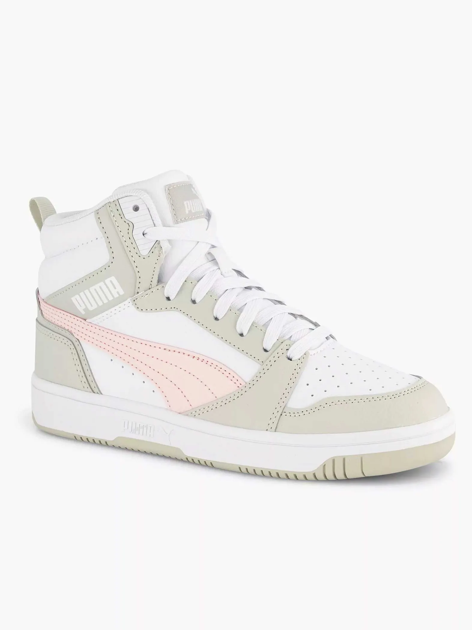 Puma Witte Rebound V6 Mid Jr-Dames Sneakers