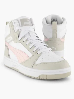 Puma Witte Rebound V6 Mid Jr-Dames Sneakers