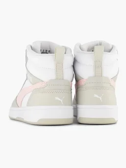 Puma Witte Rebound V6 Mid Jr-Dames Sneakers