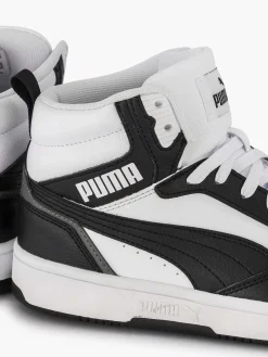 Puma Witte Rebound V6 Mid Jr-Kinderen Babyschoenen