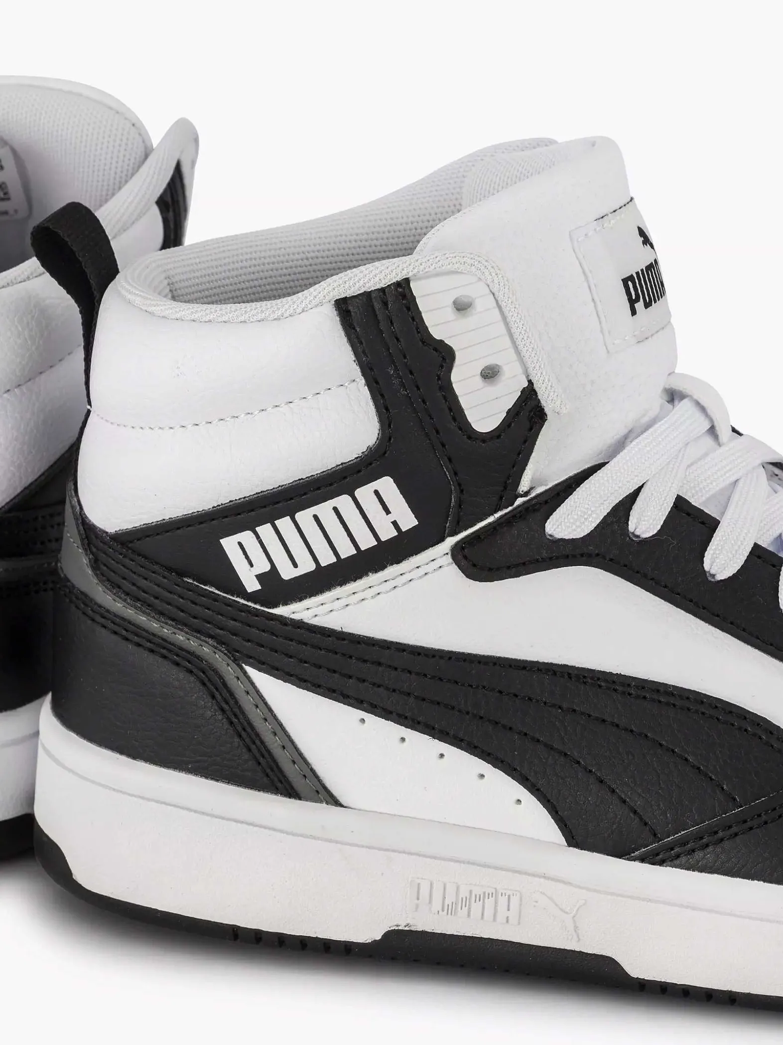 Puma Witte Rebound V6 Mid Jr-Kinderen Babyschoenen