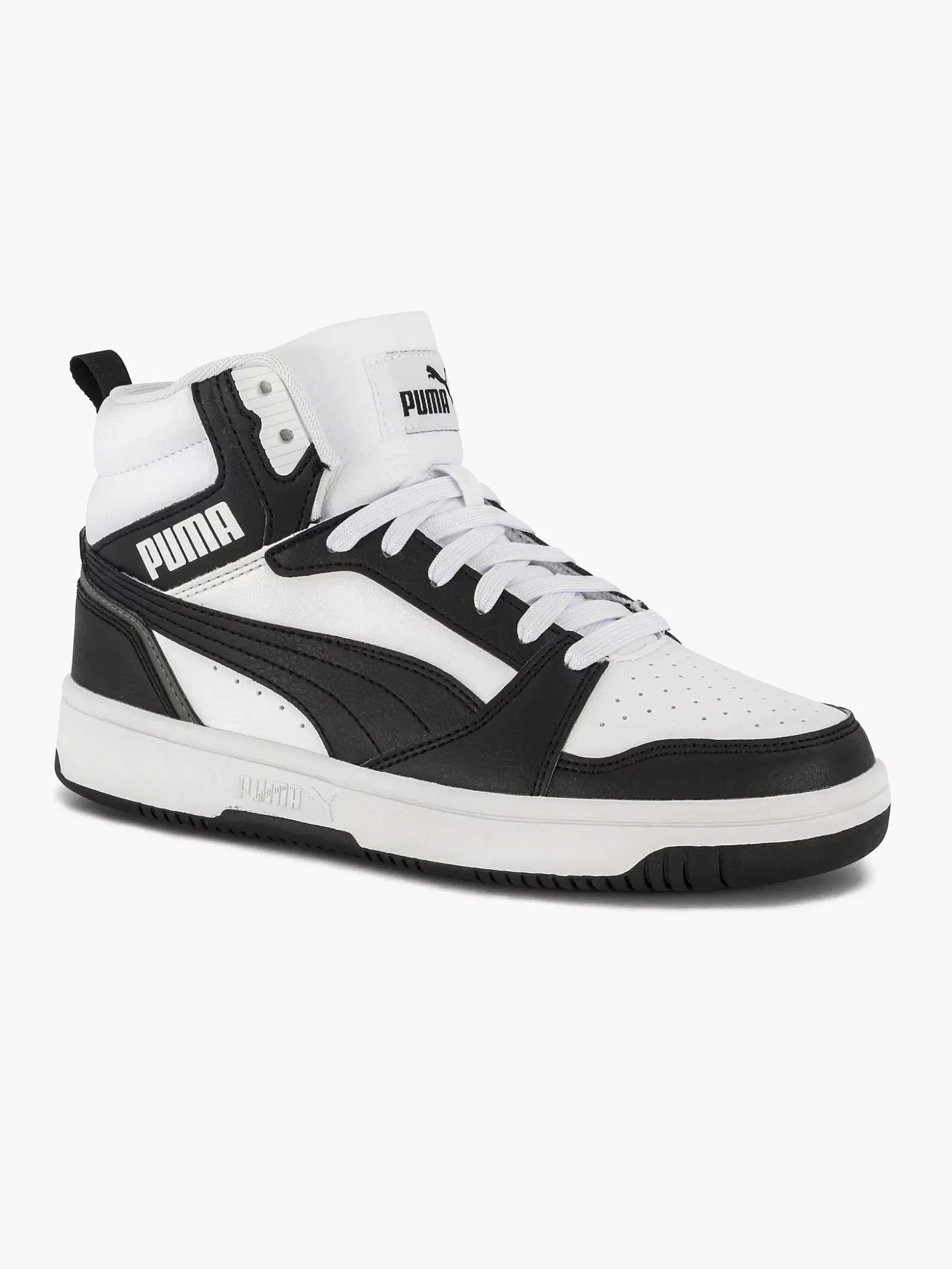 Puma Witte Rebound V6 Mid Jr-Kinderen Babyschoenen