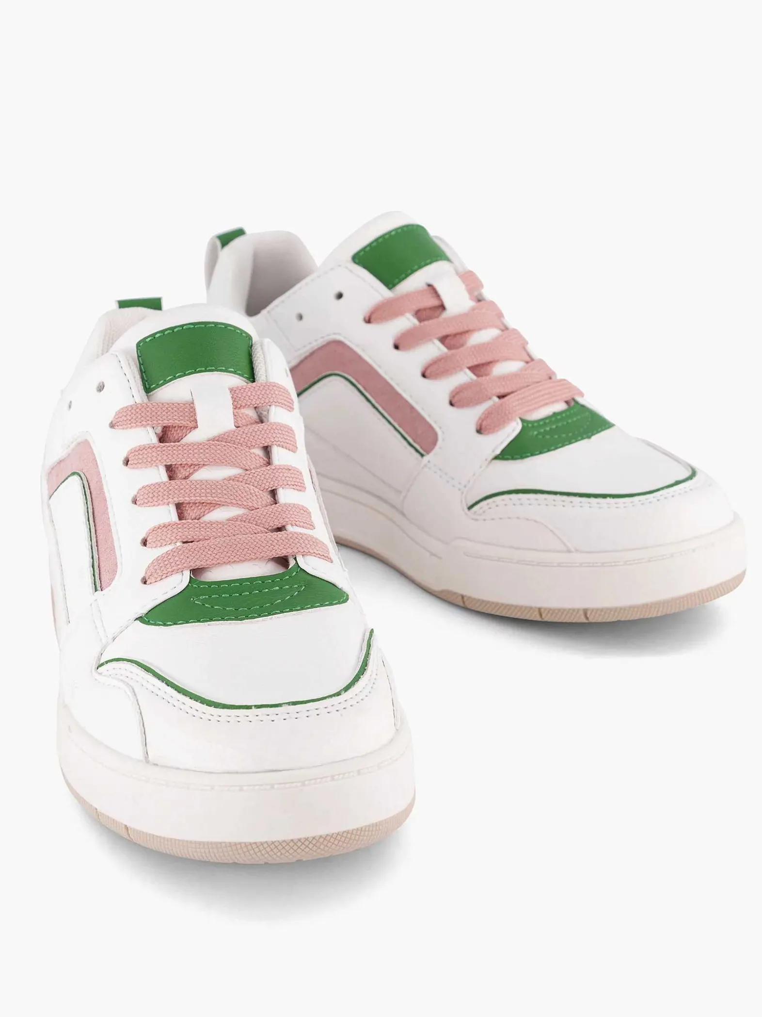 Oxmox Witte Retro Sneaker Roze-Dames Sneakers