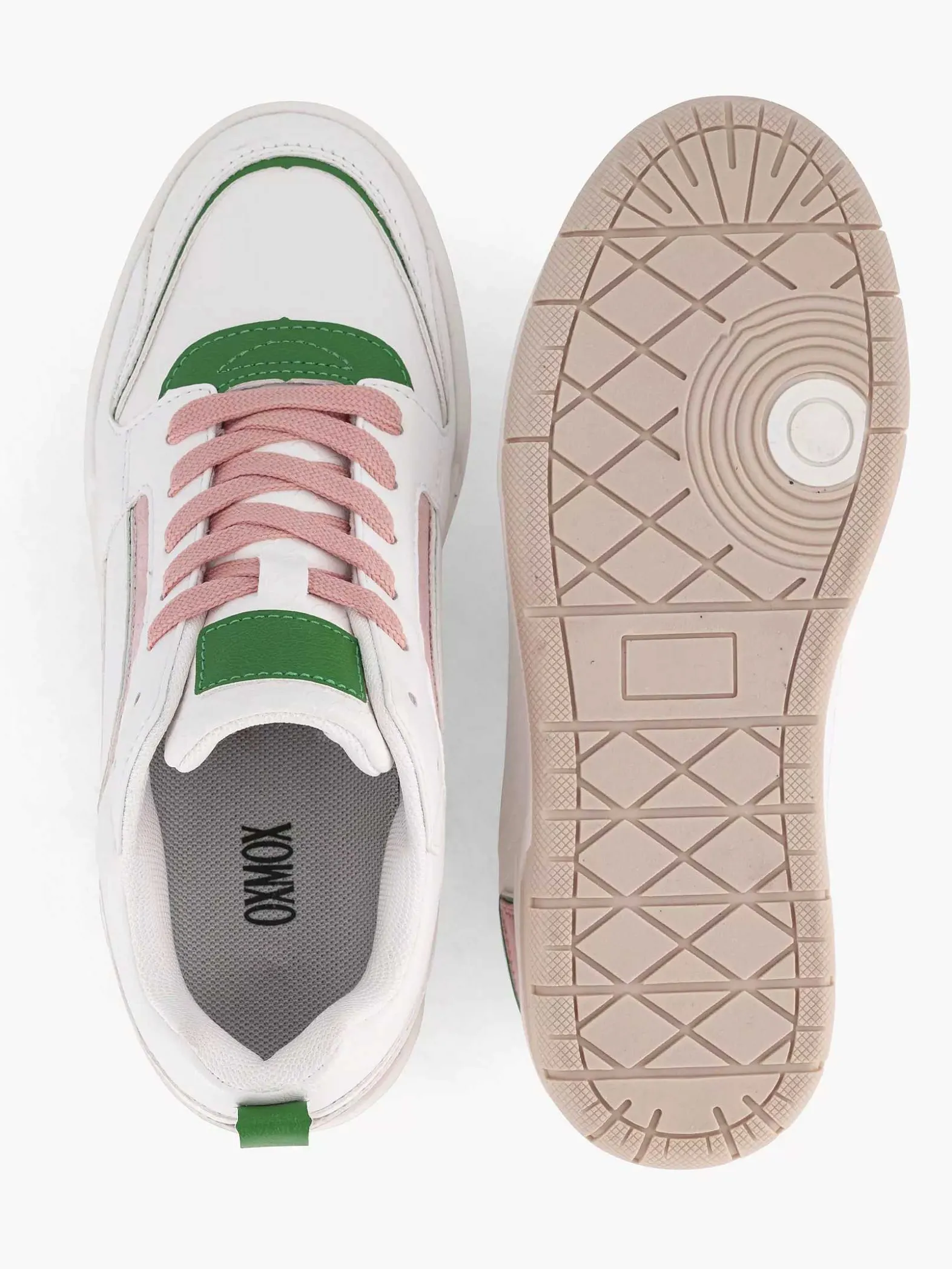 Oxmox Witte Retro Sneaker Roze-Dames Sneakers