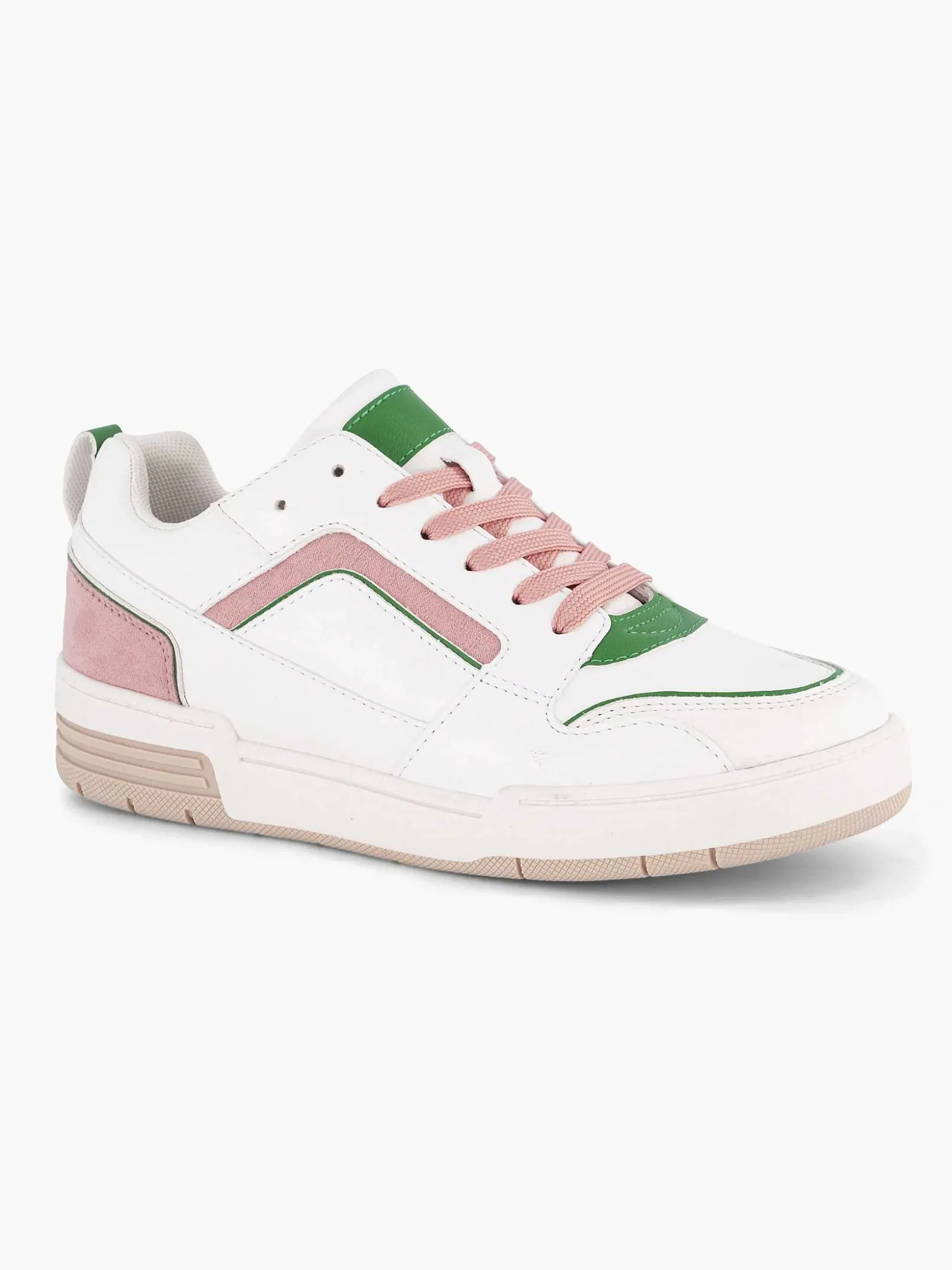 Oxmox Witte Retro Sneaker Roze-Dames Sneakers
