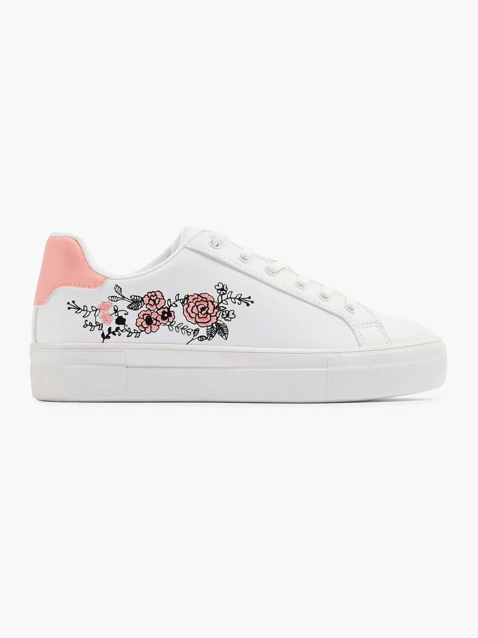 Graceland Witte Sneaker Roze Bloemen-Dames Sneakers
