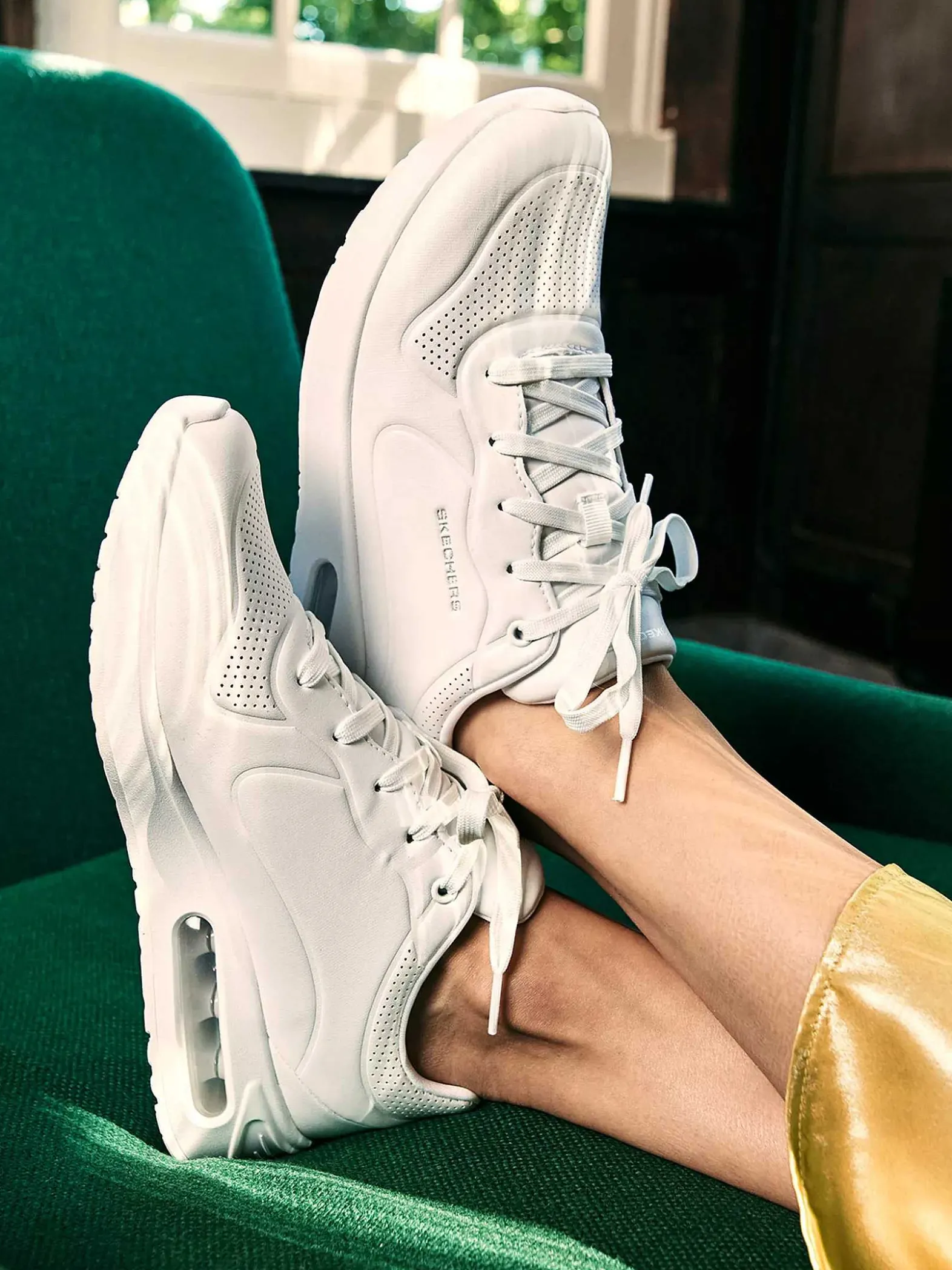 Skechers Witte Solitair - Perle-Dames Sneakers