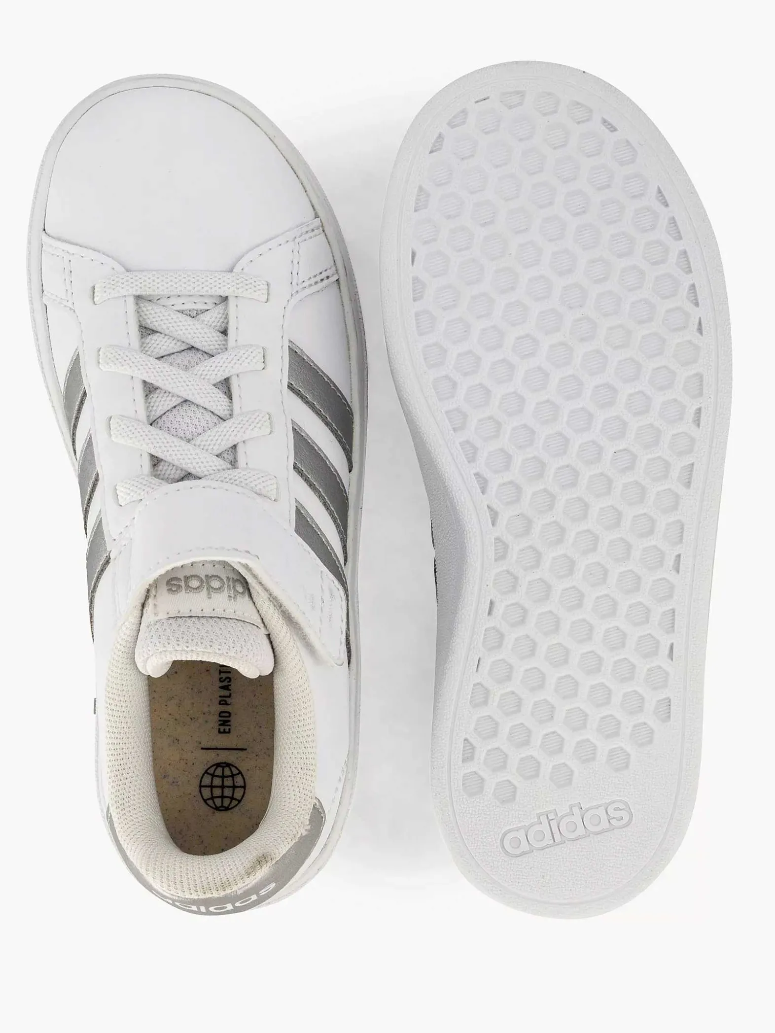 adidas Zilveren Grand Court 2.0 El K-Kinderen Jongensschoenen