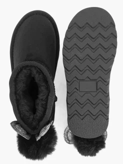 Graceland Zwarte Boot Konijn Gevoerd-Kinderen Babyschoenen