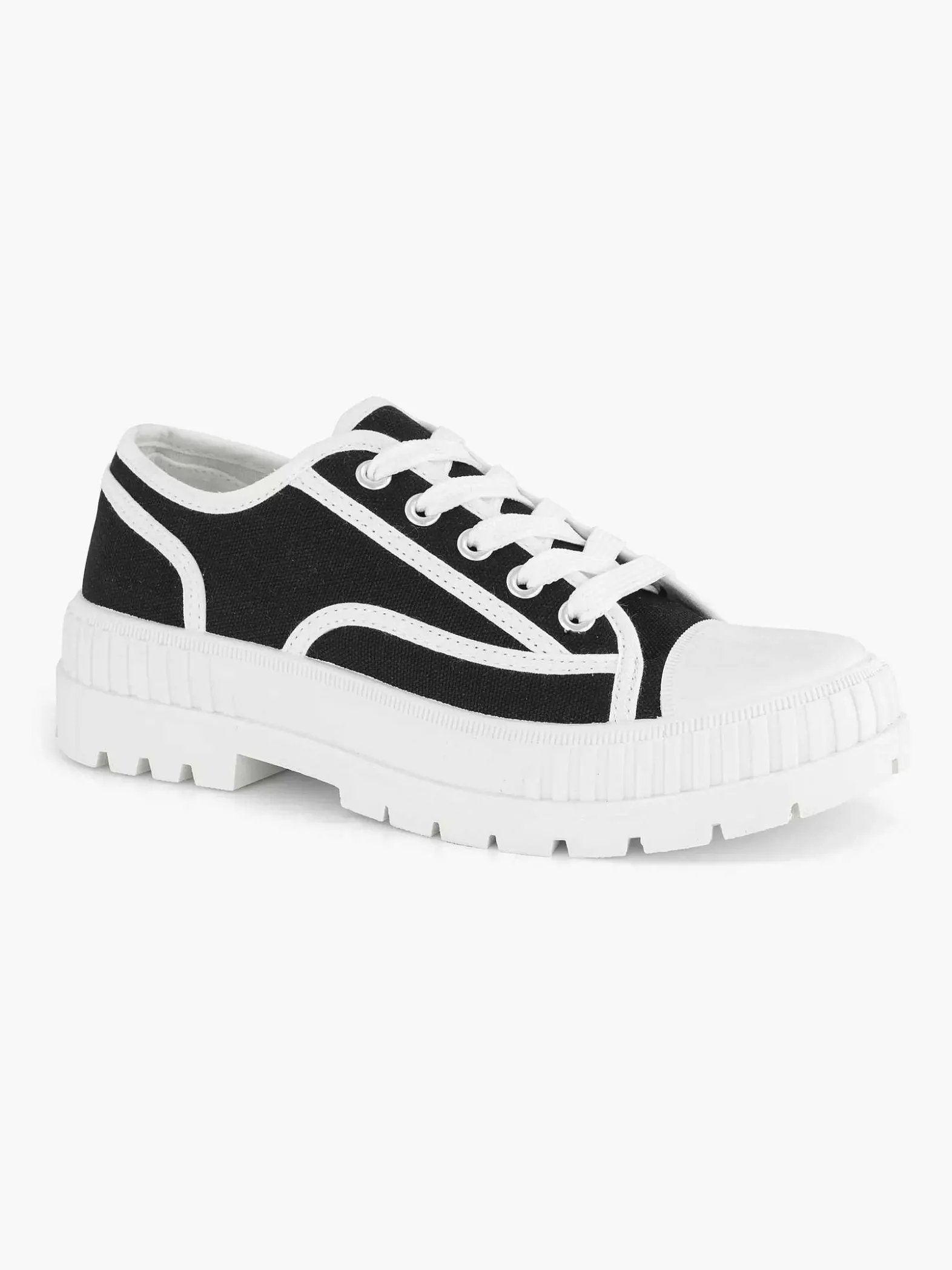 Graceland Zwarte Canvas Chunky Sneaker-Dames Sneakers