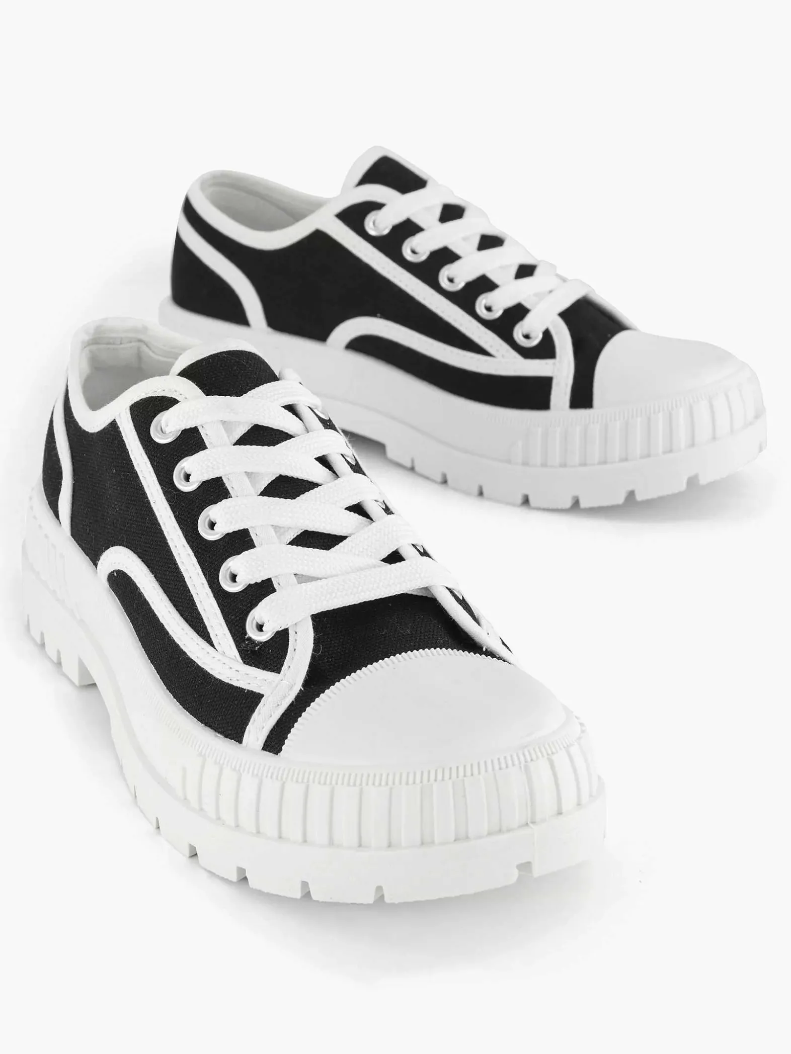 Graceland Zwarte Canvas Chunky Sneaker-Dames Sneakers