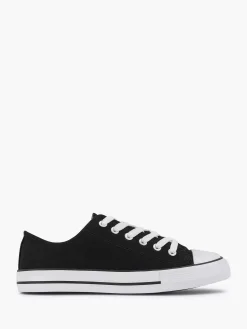 Graceland Zwarte Canvas Sneaker-Dames Sneakers