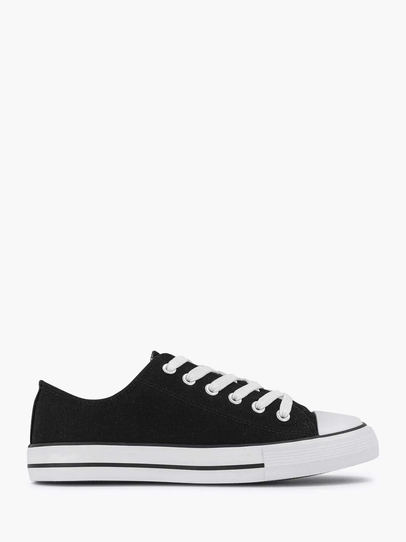 Graceland Zwarte Canvas Sneaker-Dames Sneakers