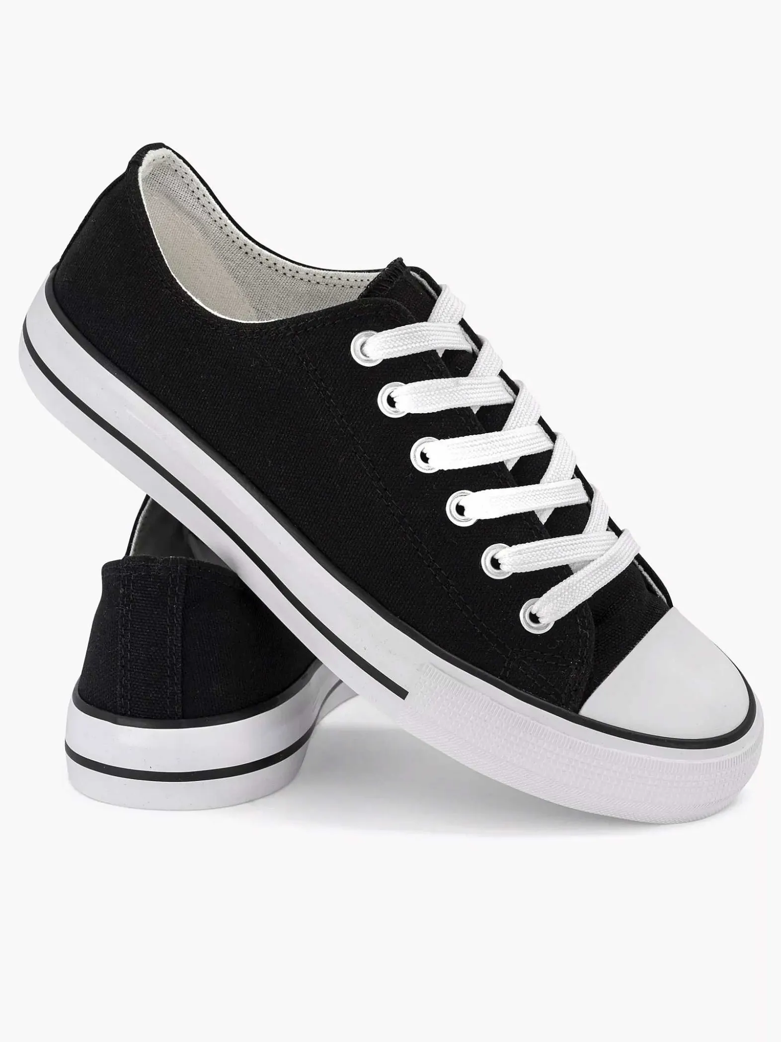 Graceland Zwarte Canvas Sneaker-Dames Sneakers