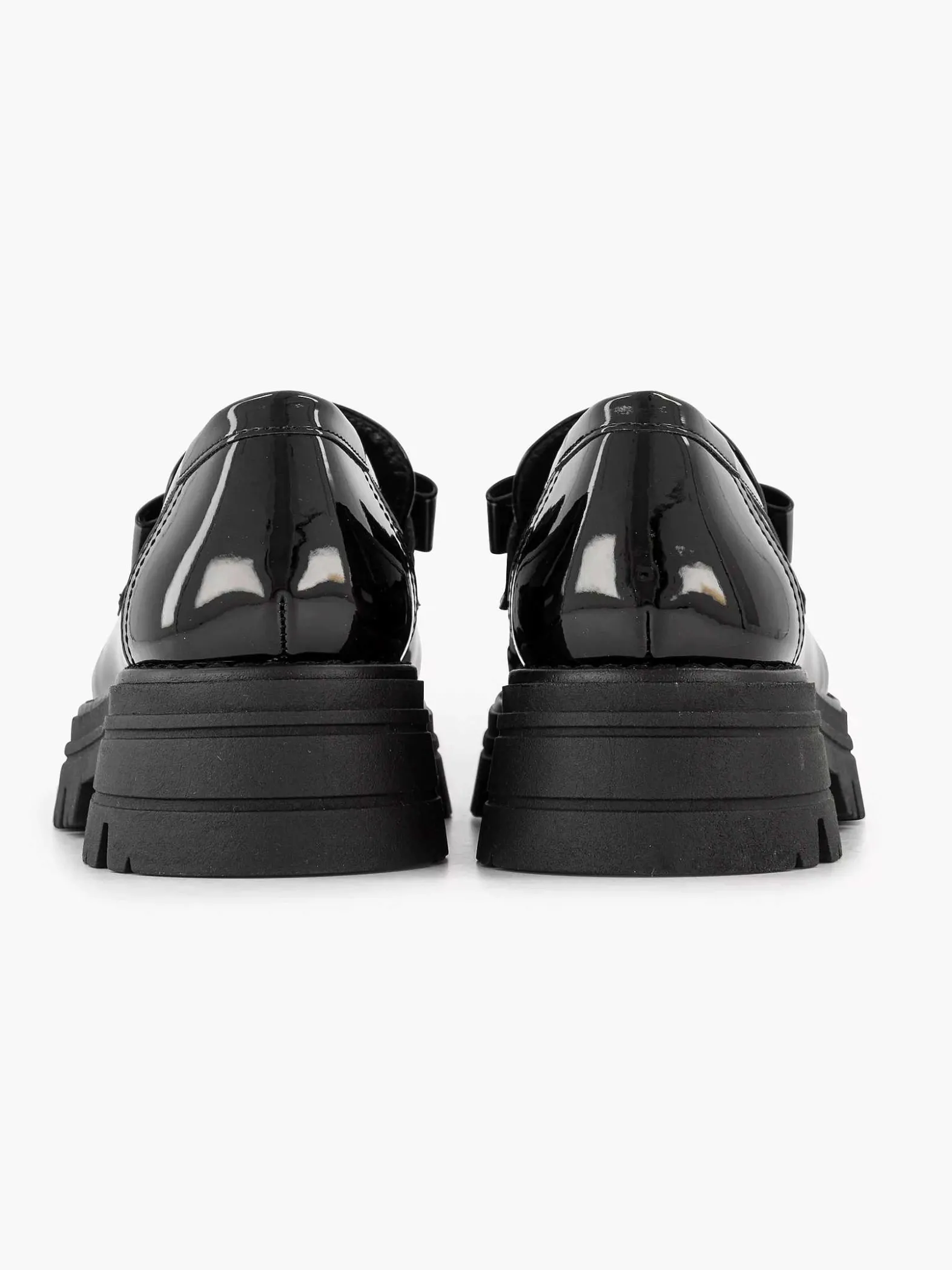 Oxmox Zwarte Chunky Loafer Lak-Dames Instappers