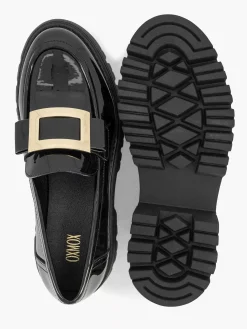 Oxmox Zwarte Chunky Loafer Lak-Dames Instappers