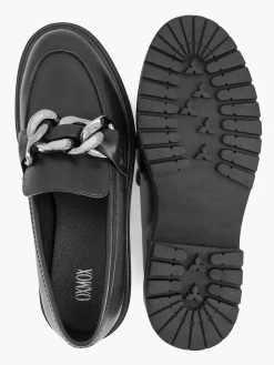 Oxmox Zwarte Chunky Loafer Sierketting-Dames Instappers