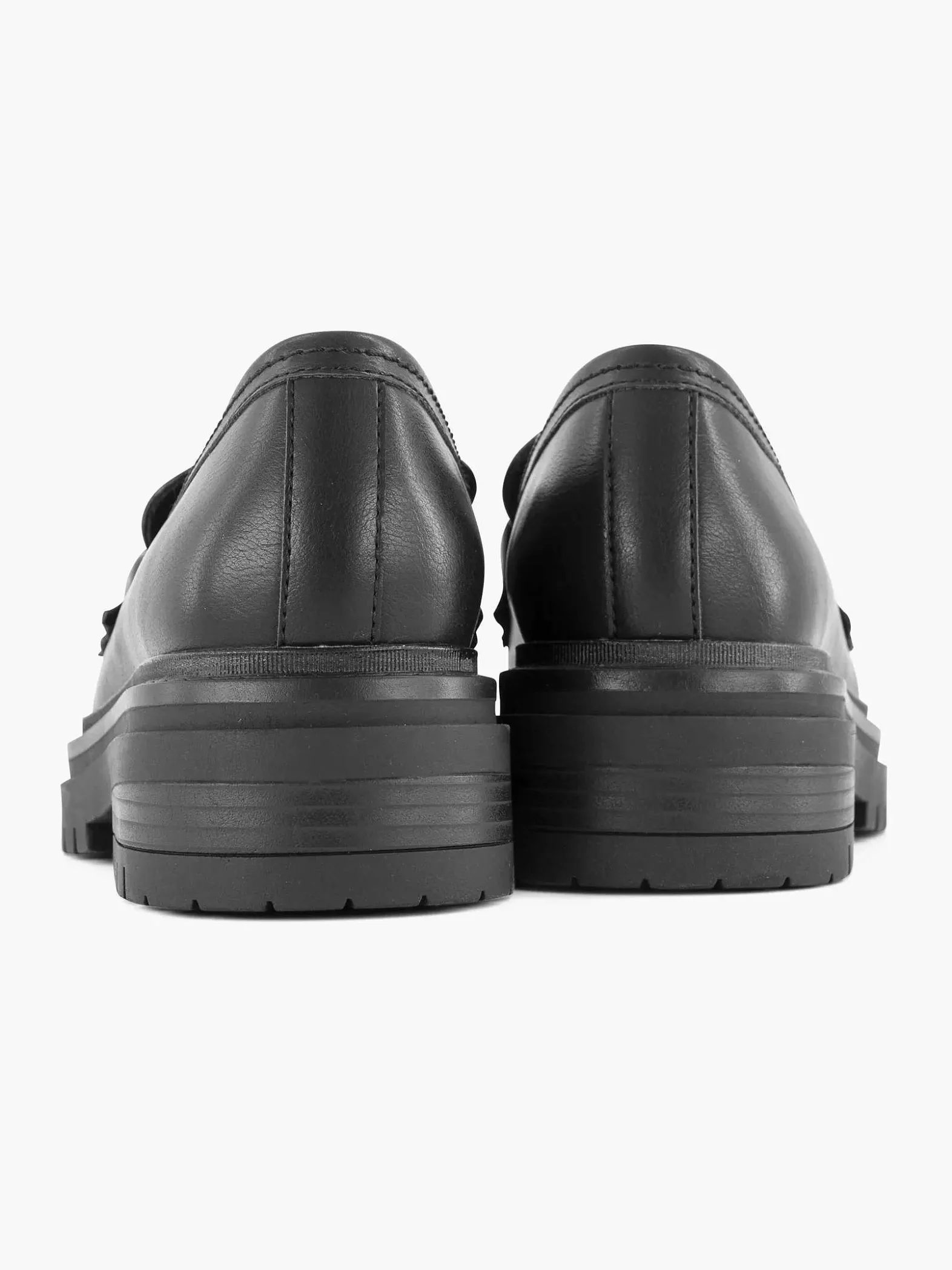 Oxmox Zwarte Chunky Loafer Sierketting-Dames Instappers