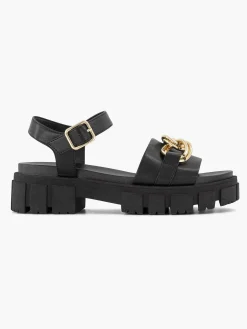 Oxmox Zwarte Chunky Sandaal Sierketting-Dames Sandalen