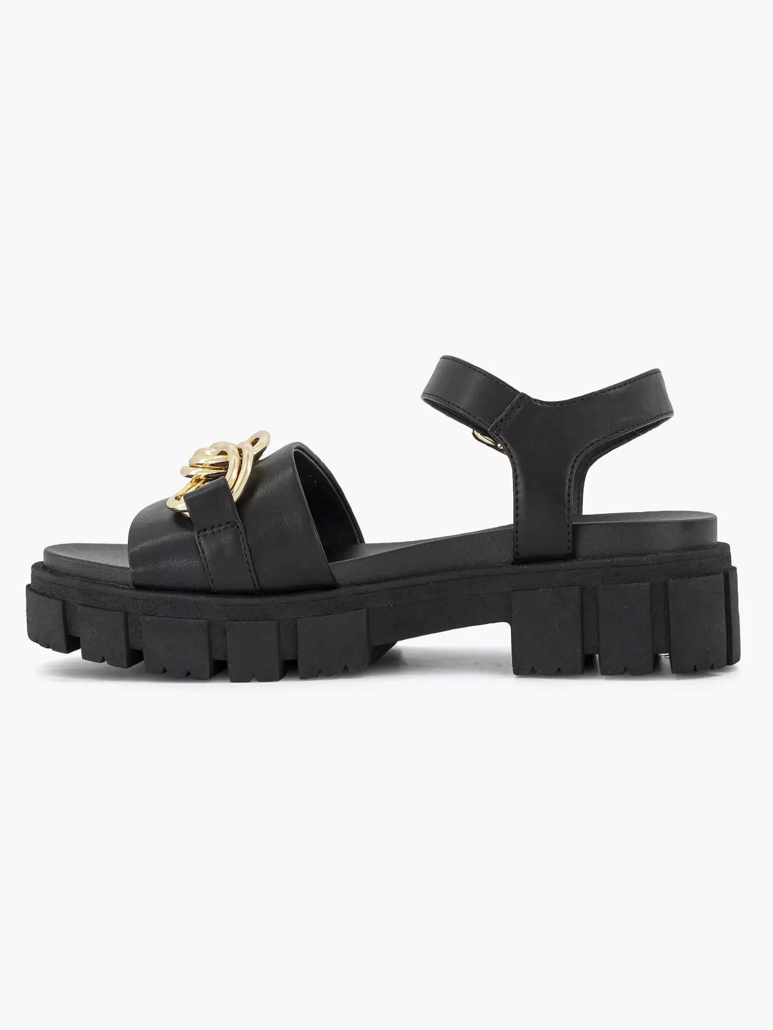 Oxmox Zwarte Chunky Sandaal Sierketting-Dames Sandalen