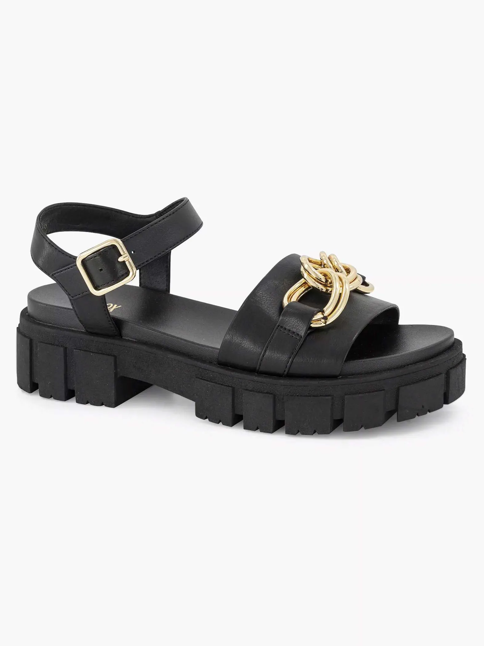 Oxmox Zwarte Chunky Sandaal Sierketting-Dames Sandalen