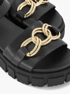 Oxmox Zwarte Chunky Sandaal Sierketting-Dames Sandalen