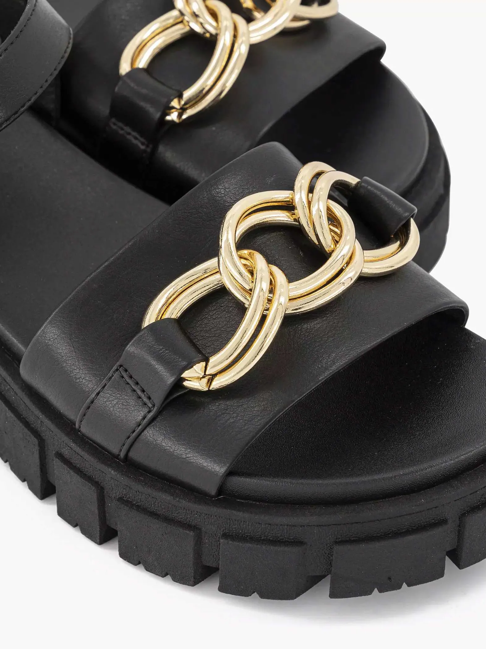 Oxmox Zwarte Chunky Sandaal Sierketting-Dames Sandalen