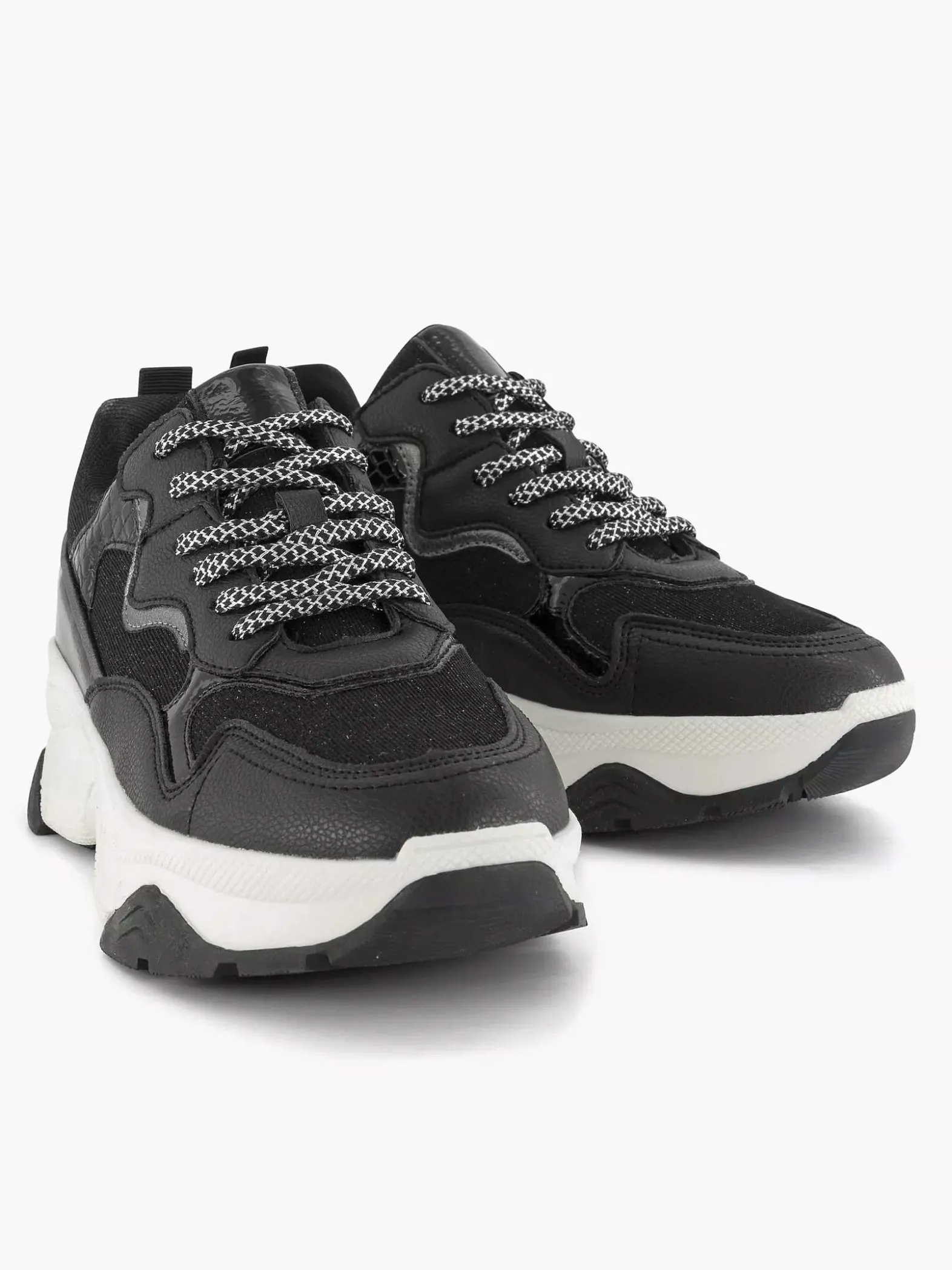Oxmox Zwarte Chunky Sneaker-Dames Sneakers