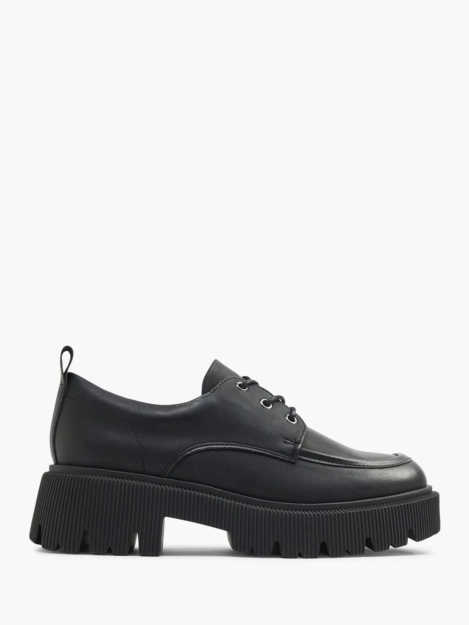 Oxmox Zwarte Chunky Veterschoen-Dames Instappers