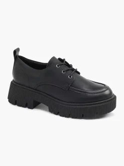 Oxmox Zwarte Chunky Veterschoen-Dames Instappers