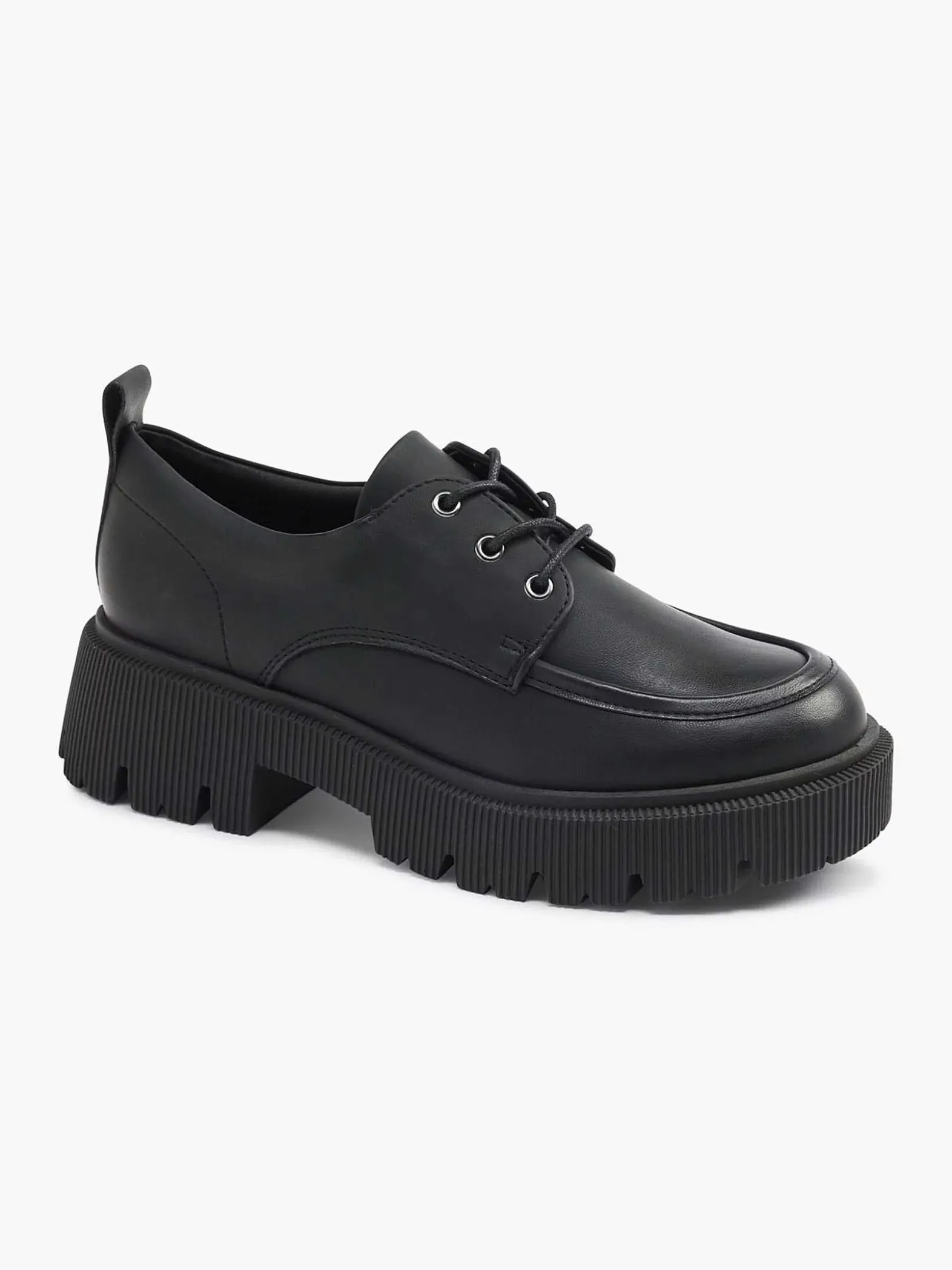 Oxmox Zwarte Chunky Veterschoen-Dames Instappers