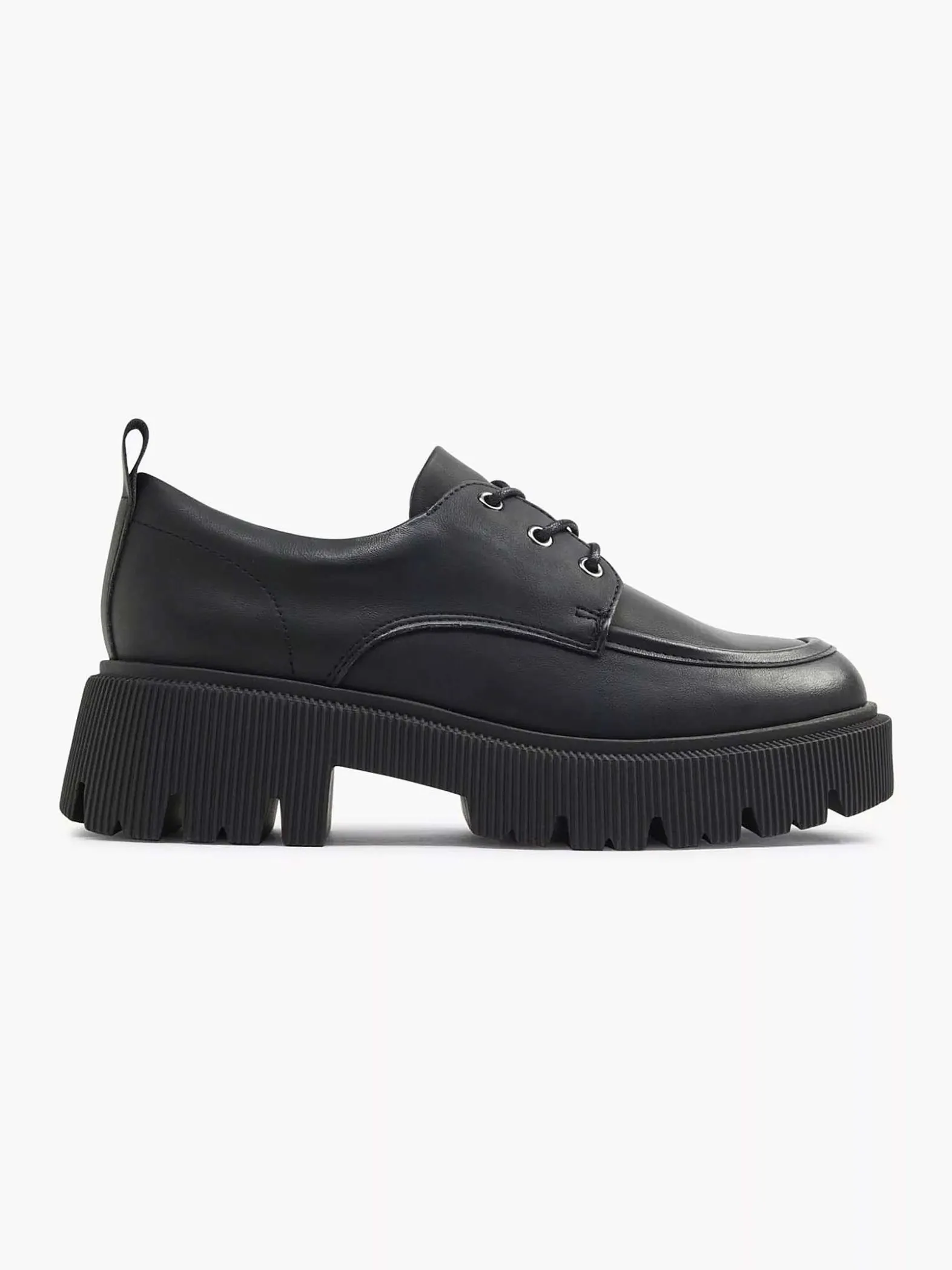 Oxmox Zwarte Chunky Veterschoen-Dames Instappers