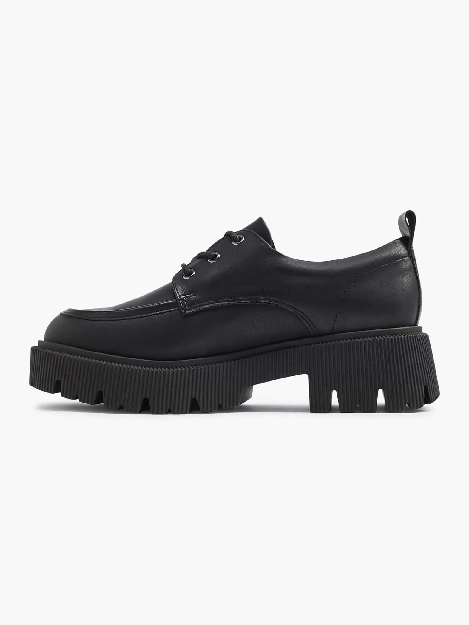 Oxmox Zwarte Chunky Veterschoen-Dames Instappers