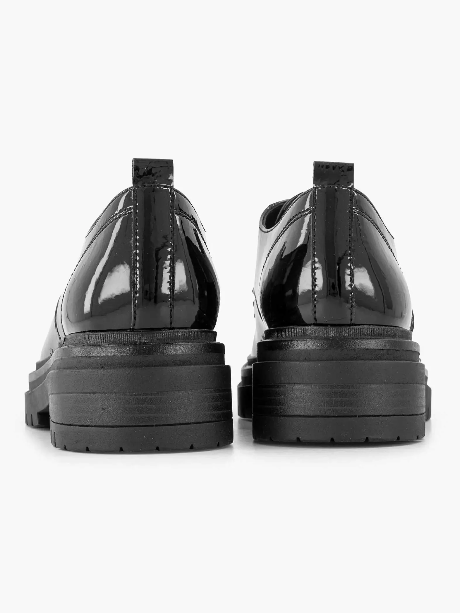 Oxmox Zwarte Chunky Veterschoen Lak-Dames Instappers