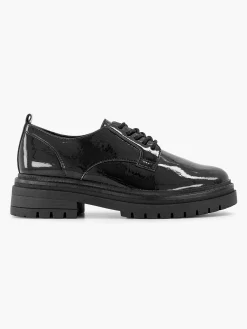 Oxmox Zwarte Chunky Veterschoen Lak-Dames Instappers