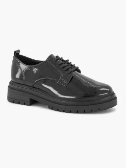 Oxmox Zwarte Chunky Veterschoen Lak-Dames Instappers