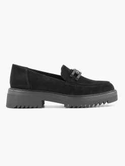 Oxmox Zwarte Chuny Loafer Sierketting-Dames Instappers