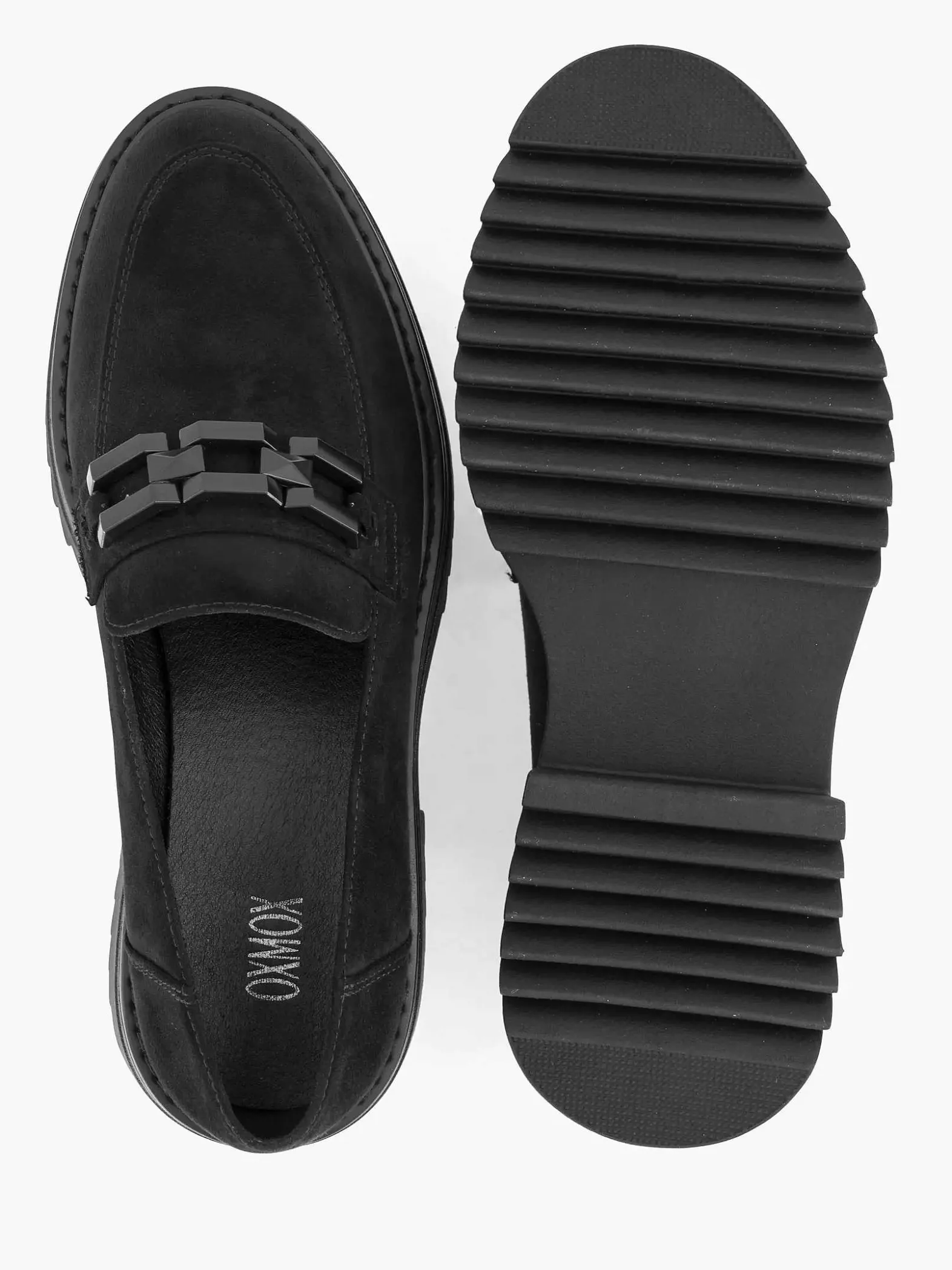 Oxmox Zwarte Chuny Loafer Sierketting-Dames Instappers