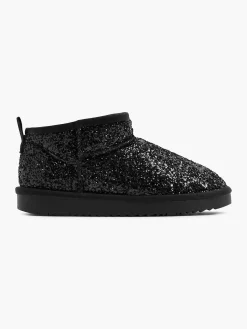 Graceland Zwarte Enkelboot Glitters Gevoerd-Dames Enkellaarzen & Boots
