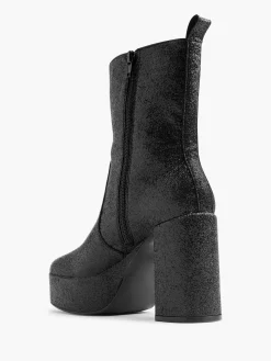 Oxmox Zwarte Enkellaars Hak Glitters-Dames Enkellaarzen & Boots