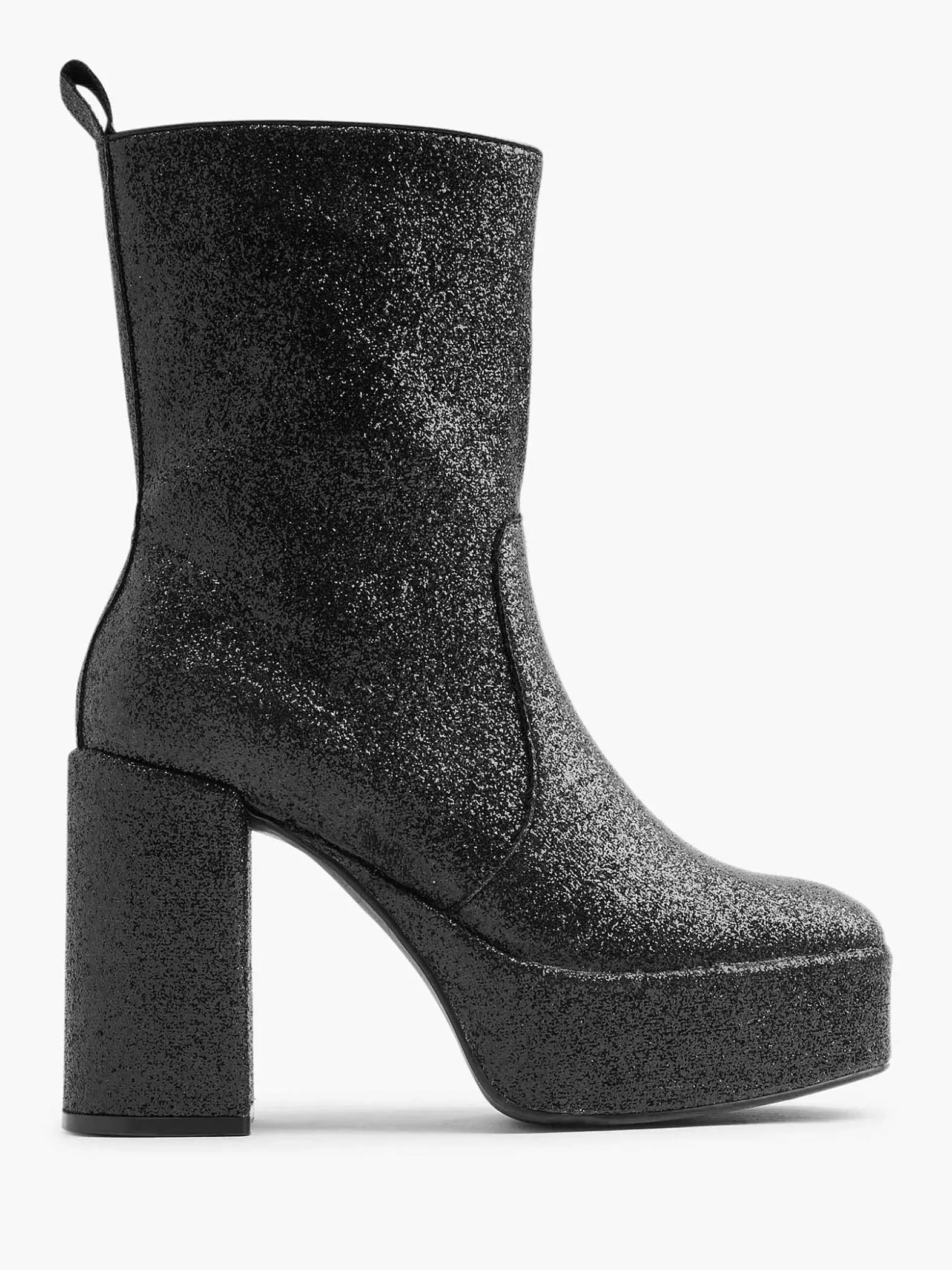 Oxmox Zwarte Enkellaars Hak Glitters-Dames Enkellaarzen & Boots