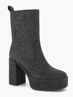 Oxmox Zwarte Enkellaars Hak Glitters-Dames Enkellaarzen & Boots