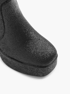 Oxmox Zwarte Enkellaars Hak Glitters-Dames Enkellaarzen & Boots